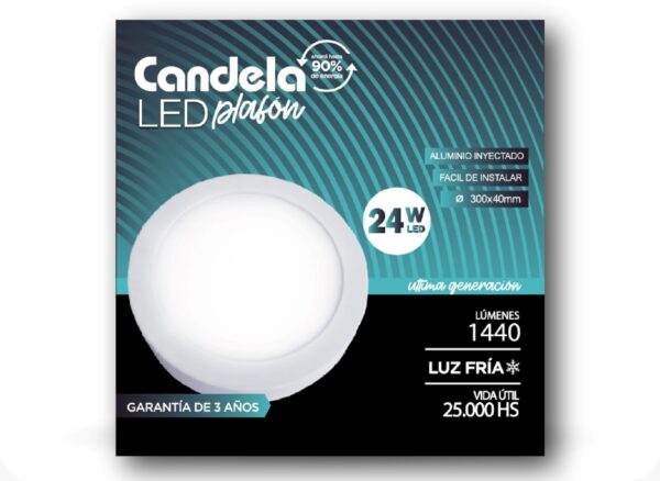 PLAFON LED REDONDO EMBUTIBLE 24W CANDELA