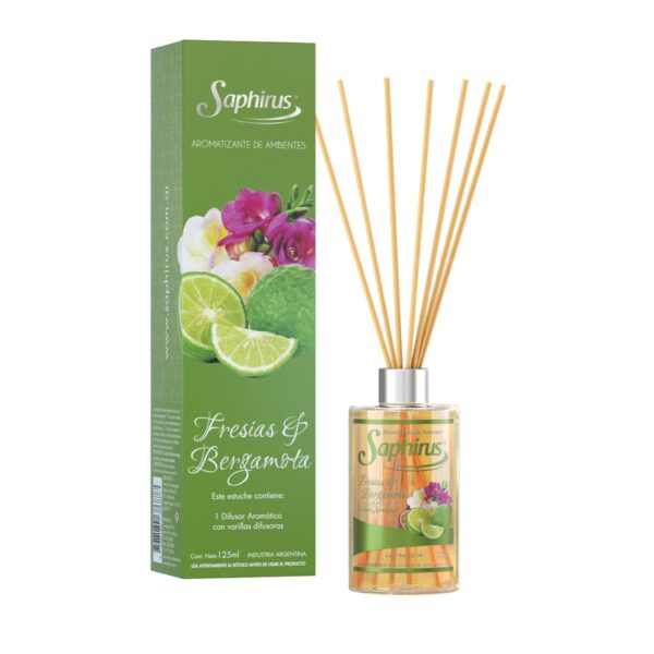DIFUSOR AROMATICO 125ML FRESIAS Y BERGAMOTA SAPHIRUS BA9686