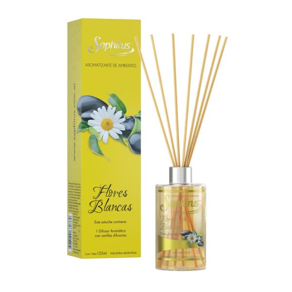 DIFUSOR AROMATICO 125ML FLORES BLANCAS SAPHIRUS BA9448