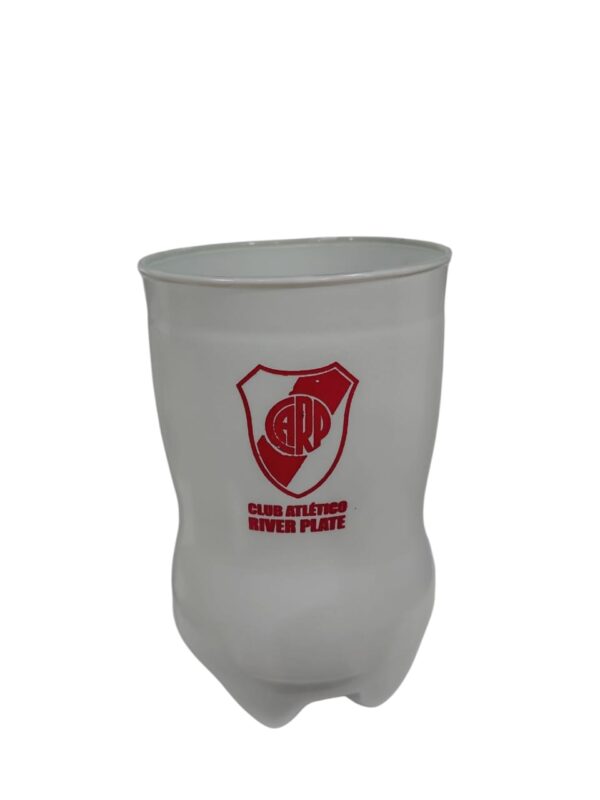 VASO BOTELLA CORTADA 900ML BLANCO ESCUDO RIVER BA9871